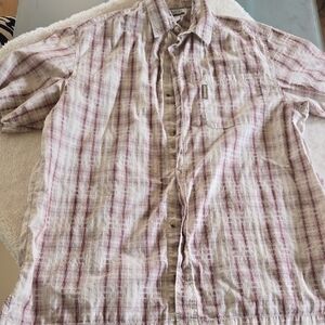 Columbia Men's Casual Plaid Shirt - Red and White